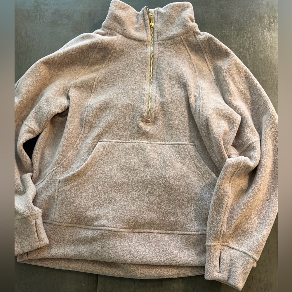 Lululemon Scuba Tumbled Fleece Funnel Neck Half Zip Adaptive Pink Gold M/L